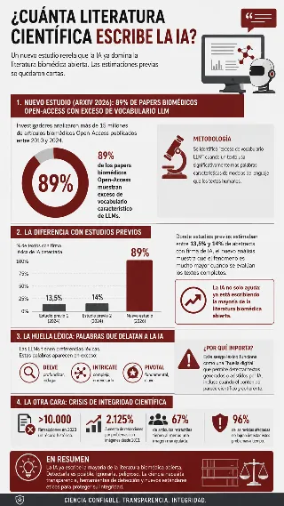 Infografia del porcentaje de literatura cientifica con vocabulario de IA