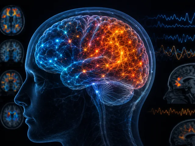 Redes neuronales iluminadas representando un estado de conciencia alterada sin farmacos