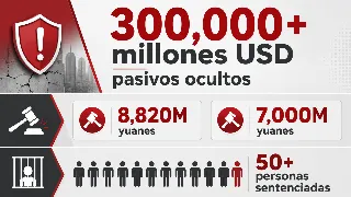 Infografía con la cifra de 300.000 millones de dólares en pasivos ocultos, multas corporativas y más de 50 personas sentenciadas