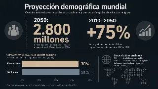 Infografía con datos de Pew Research: 2.800 millones de musulmanes en 2050, crecimiento de 75% desde 2010, 30% de la población mundial